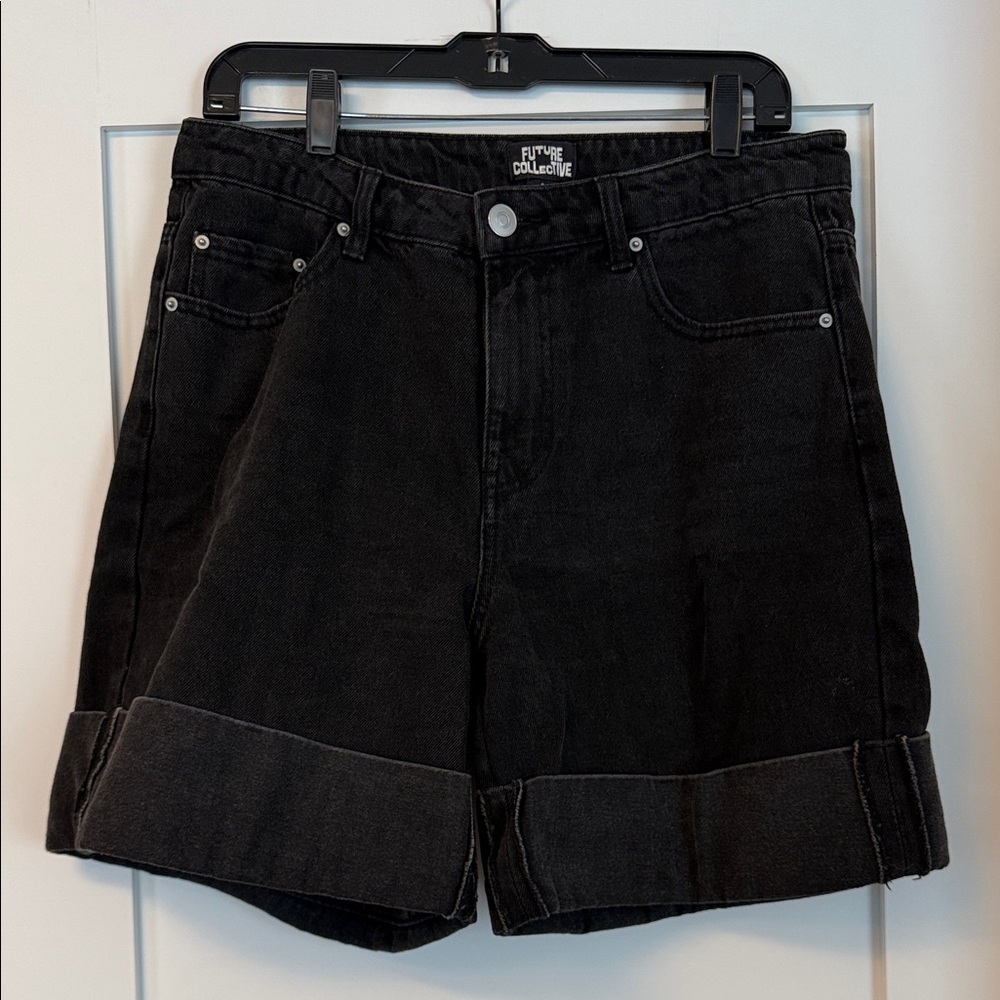 Future Collective Black Denim Shorts